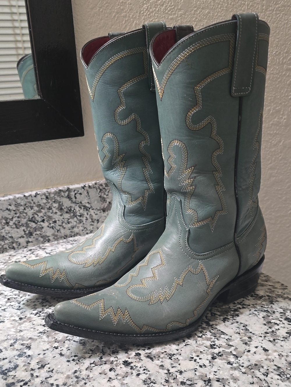 Women's Teal Western Leather Cowboy Boots - Stylish Riding Boots